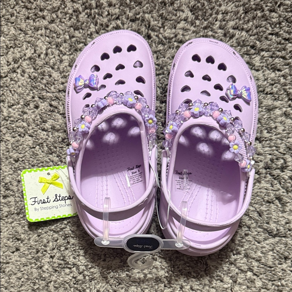 First Steps Lilac Floral Heart Kids Sandals